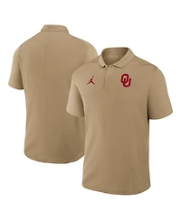 Jordan Men's Tan Oklahoma Sooners Primetime Victory Primary Logo Performance Polo Shirt
