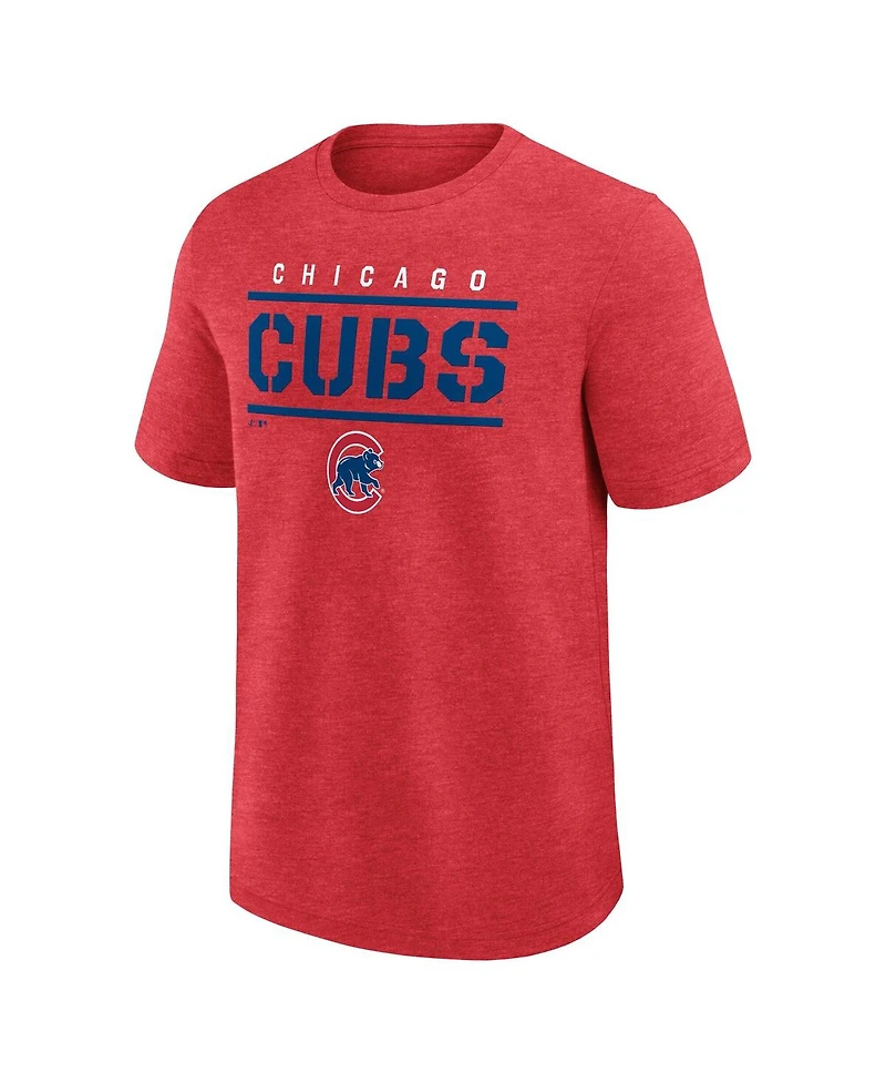 Fanatics Men's Heather Red Chicago Cubs Top Notch T-Shirt