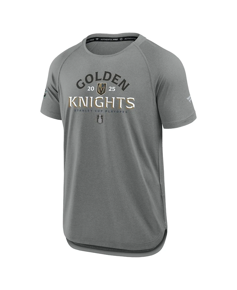Fanatics Men's Heather Gray Vegas Golden Knights 2025 Stanley Cup Playoffs Authentic Pro Rink Performance T-Shirt