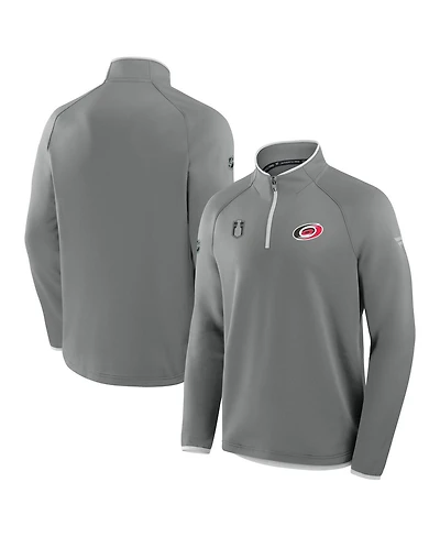 Fanatics Men's Gray Carolina Hurricanes 2025 Stanley Cup Playoffs Authentic Pro Fleece Quarter-Zip Pullover Sweatshirt