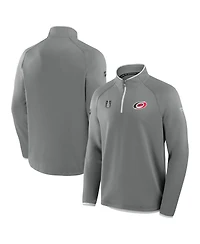 Fanatics Men's Gray Carolina Hurricanes 2025 Stanley Cup Playoffs Authentic Pro Fleece Quarter-Zip Pullover Sweatshirt