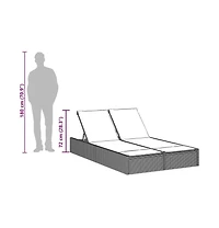 Double Sun Lounger with Cushions Poly Rattan