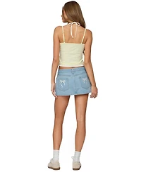 Edikted Women's Eyelet Bows Denim Mini Skirt