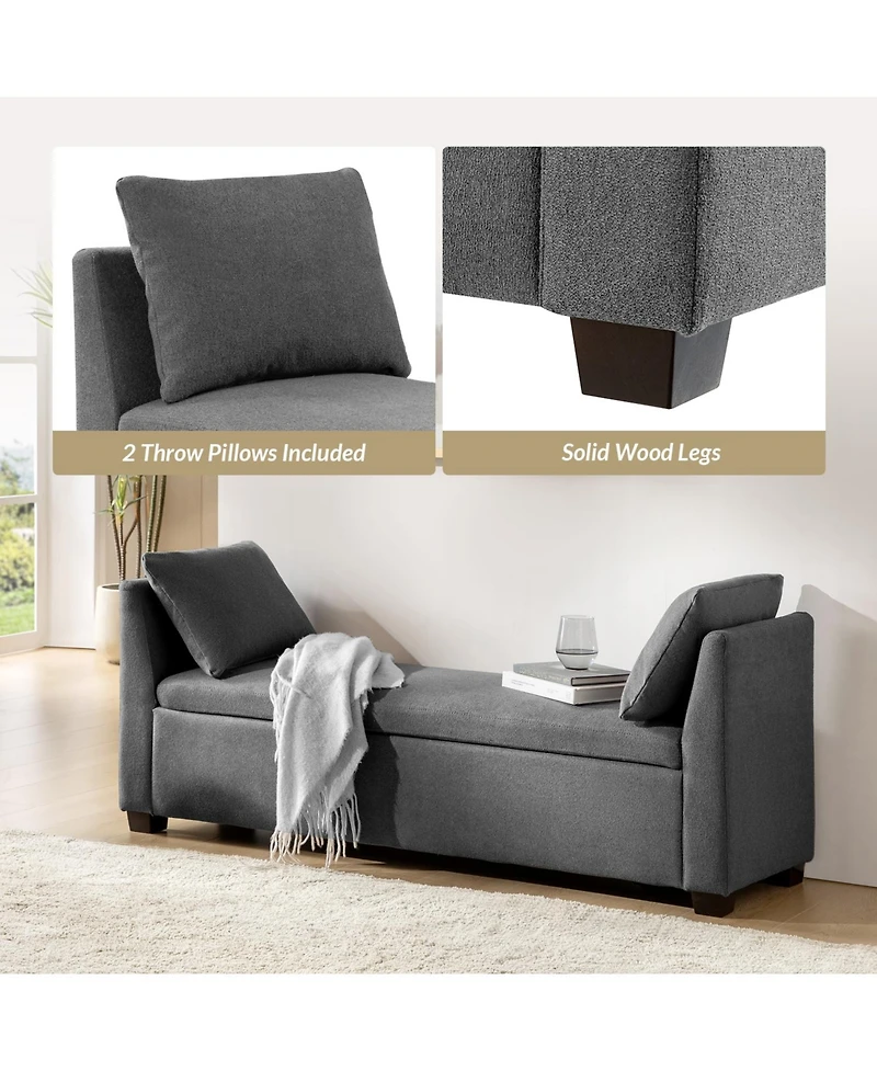 Bruno Modern Storage Bench with Rubber Wood Legs