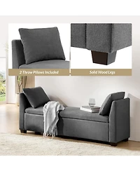 Bruno Modern Storage Bench with Rubber Wood Legs