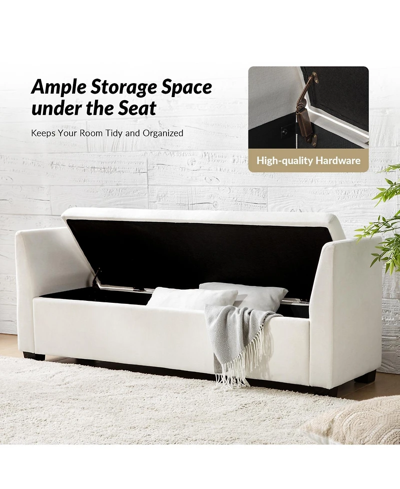 Bruno Modern Storage Bench with Rubber Wood Legs