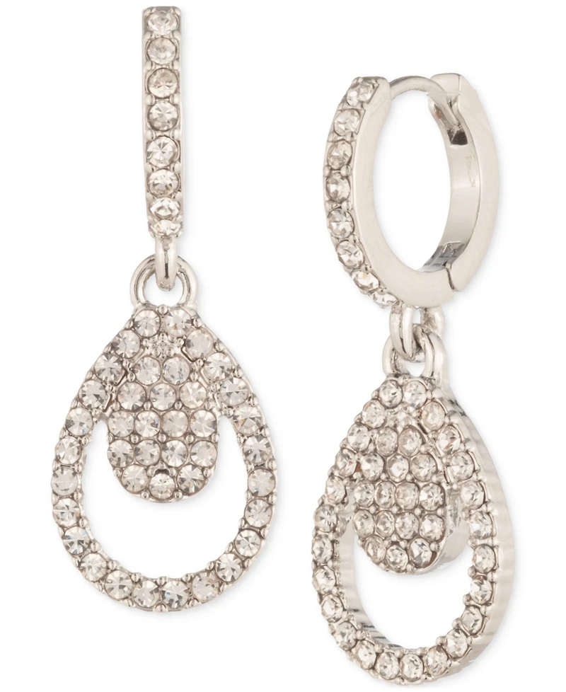 Givenchy Pave Crystal Pear-Shape Charm Hoop Earrings