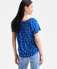 Style & Co Women's Printed Scoop-Neck Top, Exclusively at Macy's