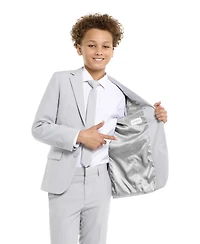 Opposuits Big Boys Groovy Grey Slim Fit Solid Suit Including Blazer, Pants and Clip-On-Tie