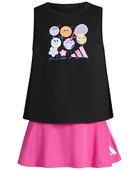 adidas Toddler and Little Girls 2-Piece Waist Tank and 3-Stripe Skort Set