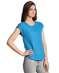 Jones New York Women's Crinkle-Texture Button-Trim Top