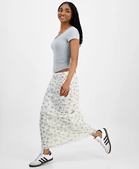 Hippie Rose Juniors' Floral-Print Maxi Skirt