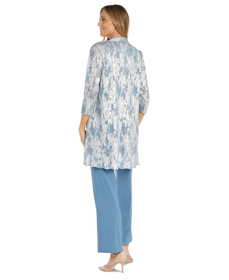R & M Richards Women's 3-Pc. Metallic Jacquard Jacket, Tank Top & Pant Set