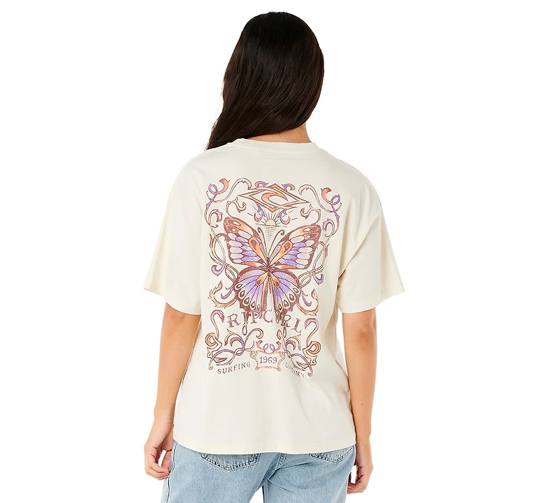 Rip Curl Juniors' Cotton Butterfly Crewneck T-Shirt