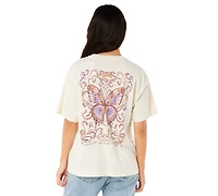 Rip Curl Juniors' Cotton Butterfly Crewneck T-Shirt
