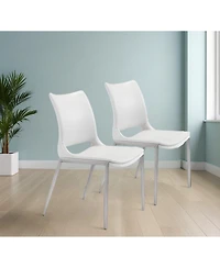 Upholstered Faux Leather Dining Chairs Set of 2 Open Back Side Chairs for Home