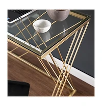 40" Clear and Gold Glass Writing Desk