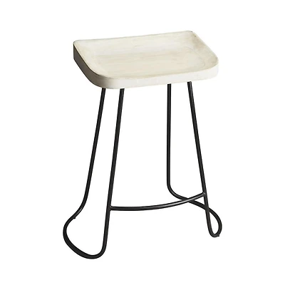 Wood and Iron Backless Counter Height Bar Chair