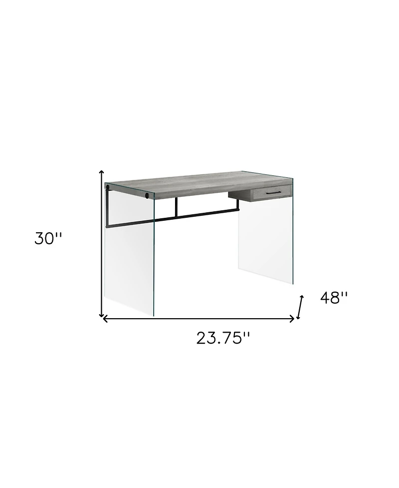 24" Grey and Clear Computer Desk