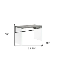 24" Grey and Clear Computer Desk