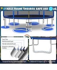 12 Feet Outdoor Recreational Trampoline with Enclosure Net