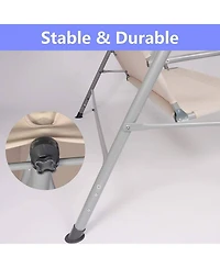 Outdoor Porch Patio Swing Chair with Stand and Waterproof Canopy All Weather Resistant Swing Bench