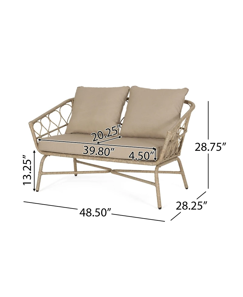 Outdoor Loveseat, 2 Seater Patio Sofa with Wicker Weave and Durable Cushions, Durable Rattan Finish