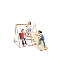 5-in-1 Indoor Jungle Gym Foldable Climber Playset with Fun Slide and Adjustable Swing