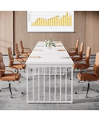 Tribesigns 6.5 ft Conference Table with Metal Legs for 4-6, Long Meeting Table for Negotiation Training Seminar