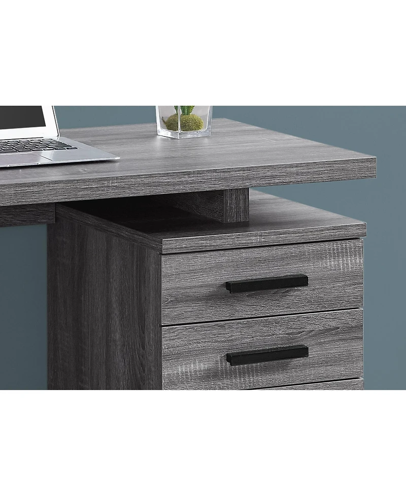 24" Grey and Black Computer Desk With Three Drawers