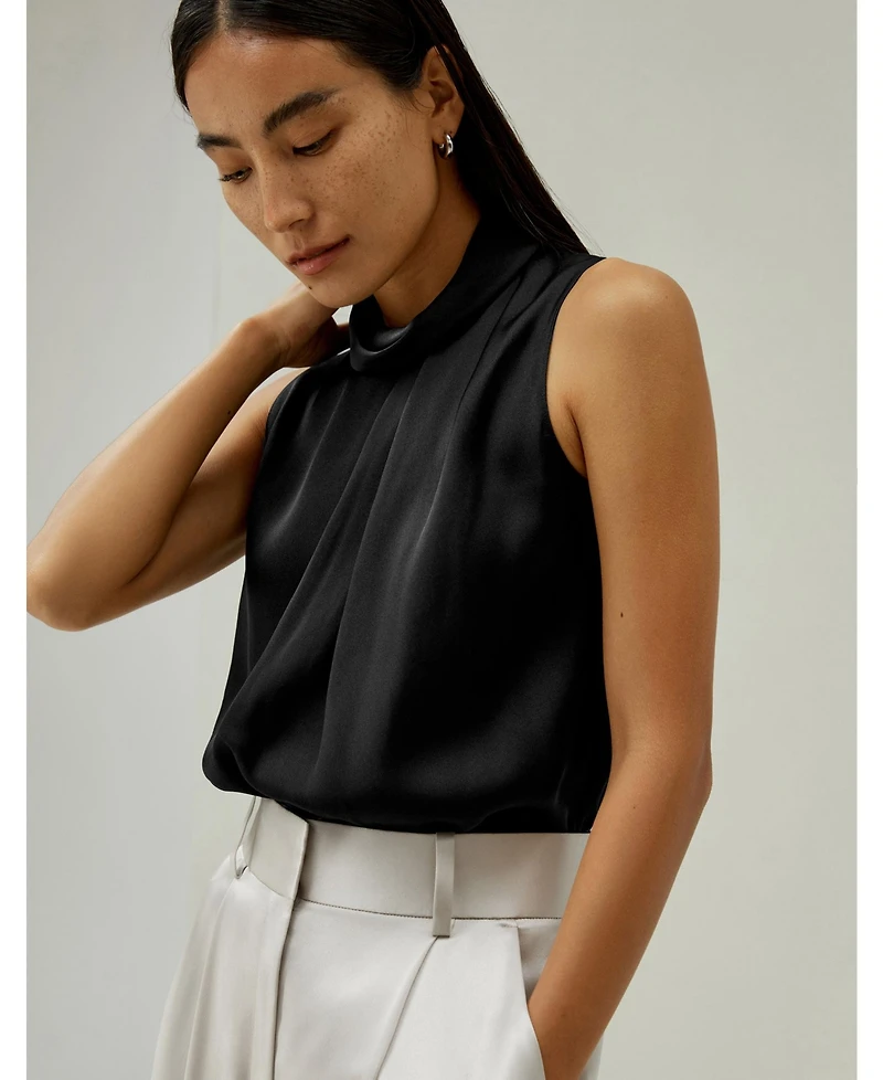 Lilysilk Women's Asymmetrical Sleeveless Cowl Neck Top