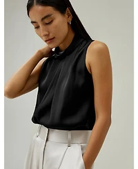 Lilysilk Women's Asymmetrical Sleeveless Cowl Neck Top