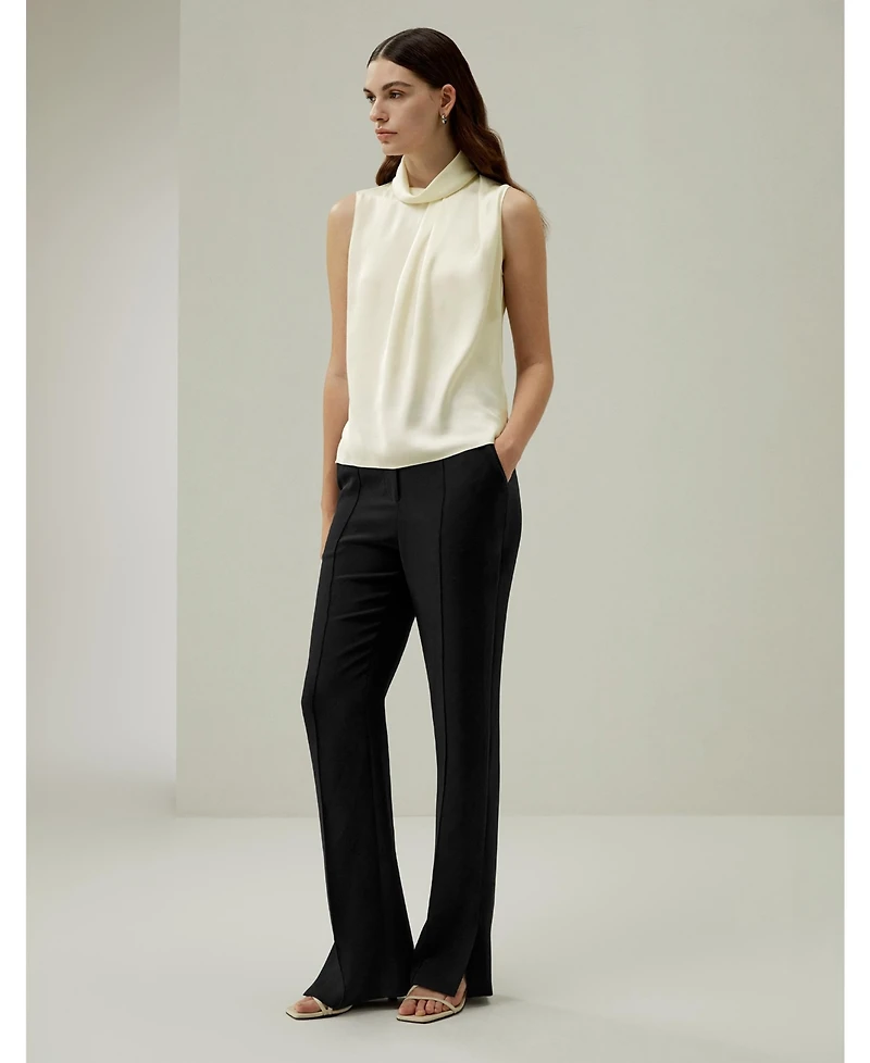 Lilysilk Women's Asymmetrical Sleeveless Cowl Neck Top