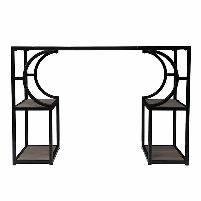 Modern Farmhouse Writing Desk – Solid Wood Top & Iron Frame with Storage