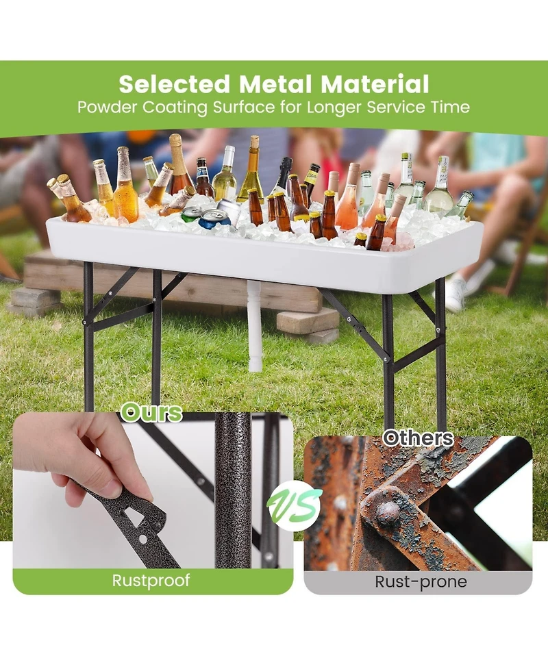 4 Feet Plastic Party Ice Folding Table with Matching Skirt