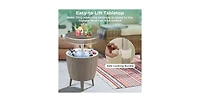 10 Gallon Cooler Bar Table Outdoor Coffee Table Ice Bucket with Telescopic Tabletop for Beer and Wine