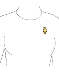 Bling Jewelry Lucky Large Fashion Golden Brown Enamel Owl Brooch Pin on Branch Gold Plated