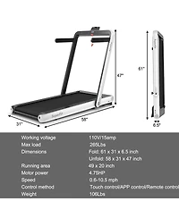 4.75HP 2 In 1 Folding Treadmill with Remote App Control-White