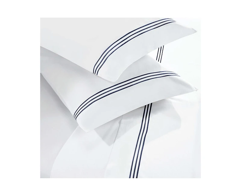 Superior Brandon Cotton Three-Line Embroidered Deep Pocket Bed Sheet Set, California King