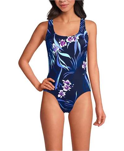 Lands' End Women's Tugless X-Back One Piece Swimsuit
