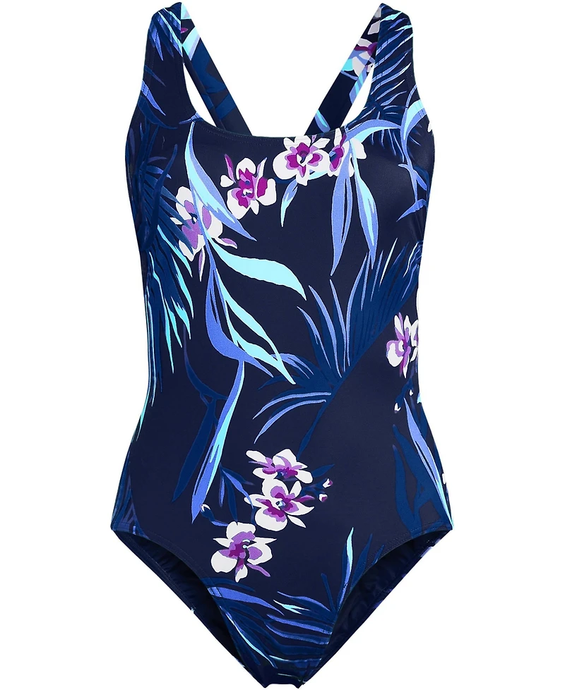 Lands' End Women's Tugless X-Back One Piece Swimsuit