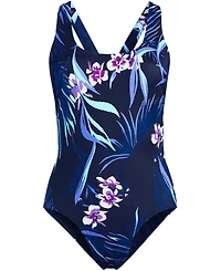 Lands' End Women's Tugless X-Back One Piece Swimsuit