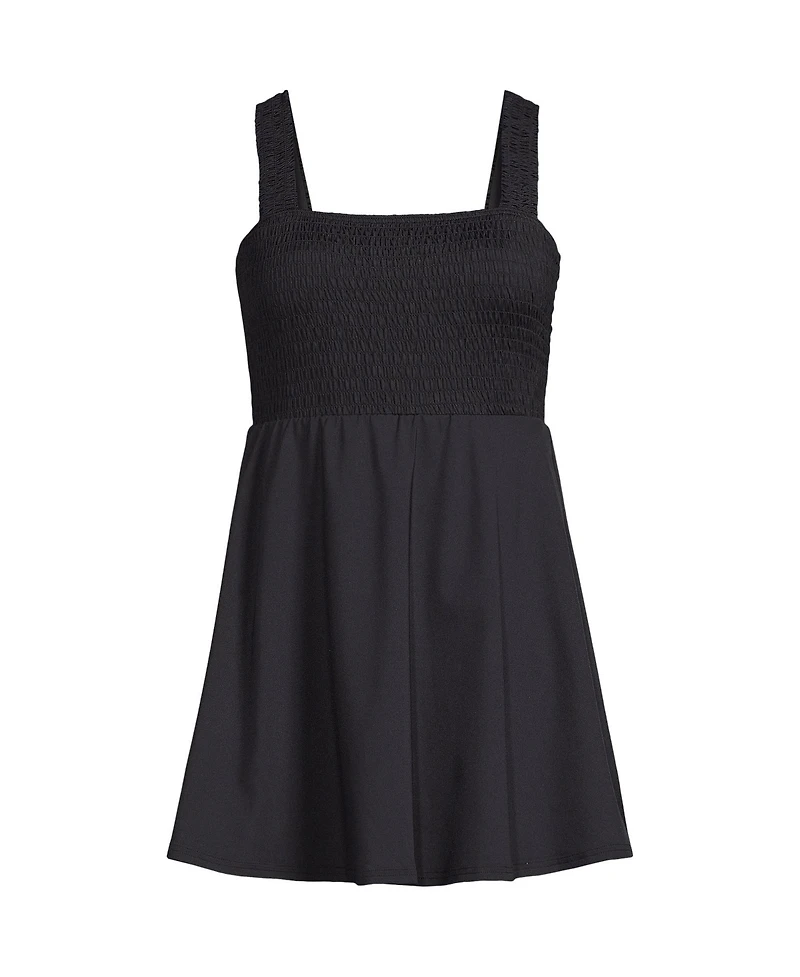 Lands' End Women's Smocked Swim Dress Swimsuit