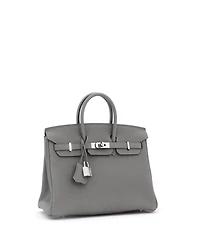 Pre-Owned Hermes Birkin 25 Handbag Grey Togo with Palladium Hardware