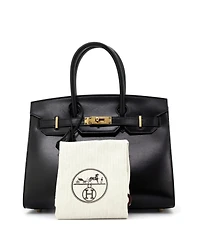 Pre-Owned Hermes Birkin 30 Handbag Black Box Calf with Gold Hardware