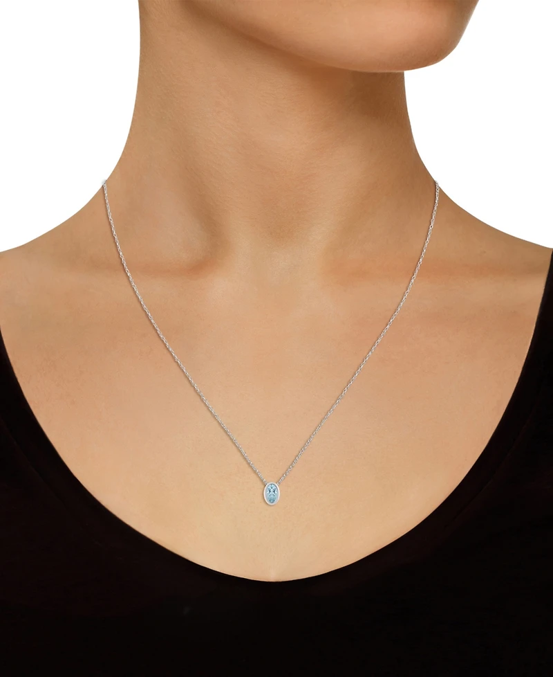 Pink Topaz Oval Solitaire 18" Pendant Necklace 10k Gold (Also Additional Gemstones)