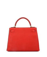 Pre-Owned Hermes Kelly 28 Handbag Red Chevre de Coromandel with Gold Hardware