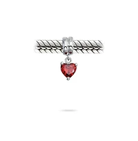 Bling Jewelry Valentines Love Heart Dangle Charm Bead Sterling Silver Bracelet