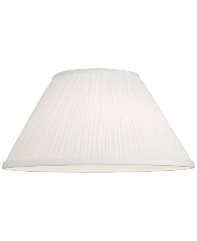 Springcrest White Mushroom Pleated Medium Lamp Shade 6" Top x 14" Bottom x 8" Slant (Spider) Replacement with Harp and Finial
