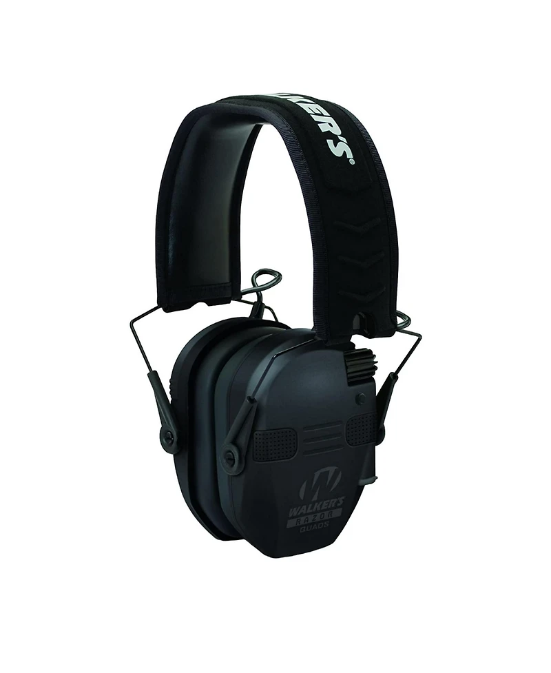 Walker's Razor Quad Electronic Muffs for Hunters and Shooters Black Large